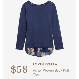 Loveappella XL Navy sweater with floral split back